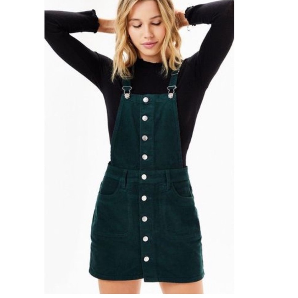 PacSun Corduroy Mini Overall Dress Hunter Green Size Small